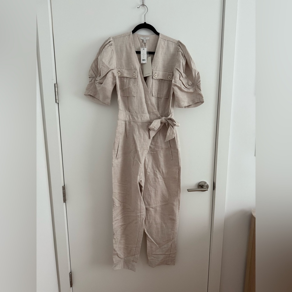 Joie Beige Jumpsuit with Puff Sleeves